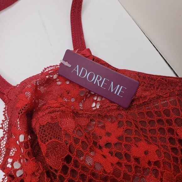 Adore me red lace see through underwire bra 32C NWT - Picture 4 of 7